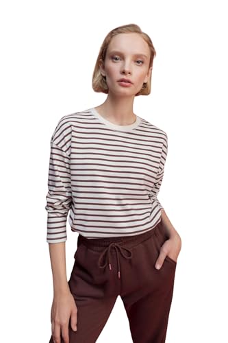 DeFacto Damen Langarmshirts - Longsleeve Blusen für Damen Regular Fit Crew Neck von DeFacto