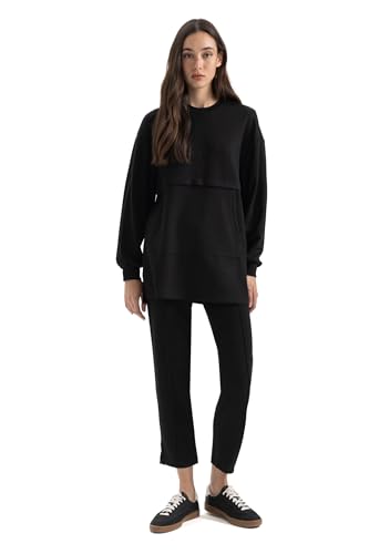 DeFacto Damen Lose Gerade Geschnitten Palazzo Hose Hohe Taille Hose mit Taschen Regular Fit von DeFacto