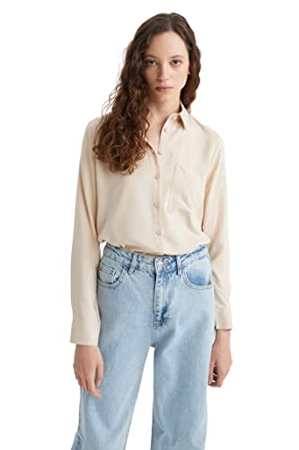 DeFacto Damen N2518AZ Shirt, BEIGE, XXL von DeFacto