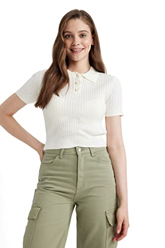 DeFacto Damen N9752AZ Pullover Sweater, Ecru, L von DeFacto