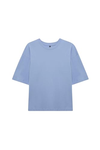 DeFacto Damen Oversize Crop Tops - Klassisches Basic Shirt für Damen - Bequemes Oversize Shirt für Frauen LT.Blue 3XL DeFacto Damen Oversize Crop Tops - Klassisches Basic Shirt für Damen - Bequemes Oversize Shirt für Frauen LT.Blue 3XL von DeFacto
