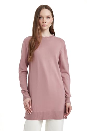 DeFacto Damen Oversize Shirt Tunika - Langarm Longshirt - Bequeme Tops für Damen -Lässiges Langarmshirt Regular Fit C Neck von DeFacto