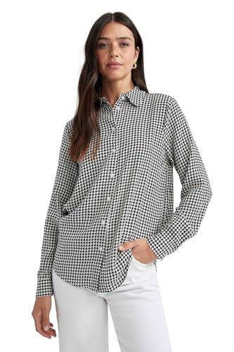 DeFacto Damen Shirt - Langarm Longshirt - Bequeme Tops für Damen -Lässiges Langarmshirt Regular Fit Shirt Neck von DeFacto