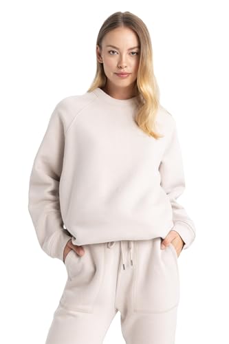 DeFacto Damen Sweatjacke und Sweatshirt - Bequeme Damenbekleidung ohne Kapuze Oversize Fit Crew Neck von DeFacto