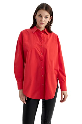 DeFacto Damen T5494AZ Tunic Shirt, RED, L von DeFacto