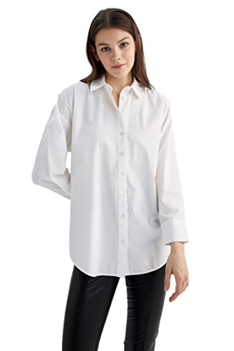 DeFacto Damen T5494AZ Tunic Shirt, White, L von DeFacto