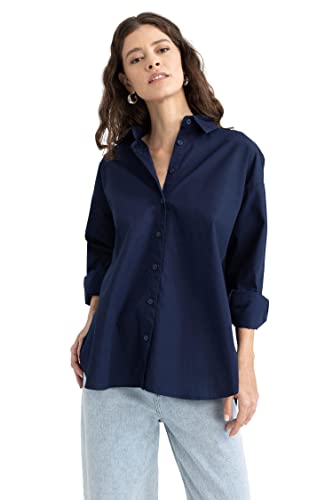 DeFacto Damen T8735AZ Tunic Shirt, Navy, S von DeFacto