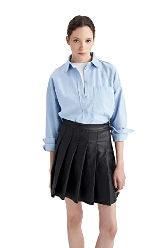 DeFacto Damen V2439AZ Tunic Shirt, LT.Blue, S von DeFacto