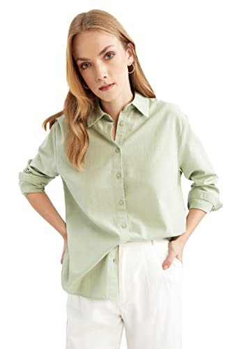 DeFacto Damen V2521AZ Tunic Shirt, Green, XL von DeFacto