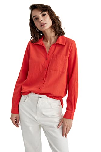 DeFacto Damen V2522AZ Tunic Shirt, RED, M von DeFacto