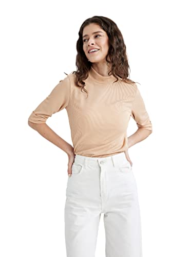 DeFacto Damen V6845az T-Shirt, Beige, L EU von DeFacto