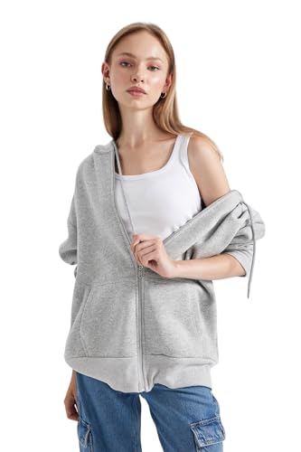 DeFacto Damen V7995az Cardigan Sweater, Grau, S EU von DeFacto