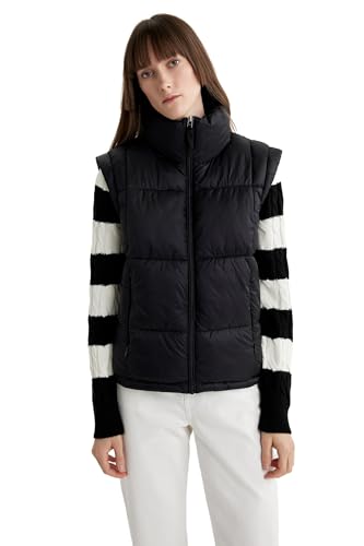 DeFacto Damen Weste Steppweste Leicht Ärmellos Jacke mit Reissverschluss Taschen Regular Fit W/O Hoodie von DeFacto