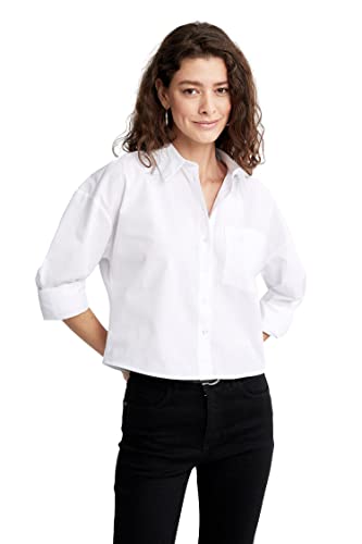 DeFacto Damen X3450AZ Tunic Shirt, White, XL von DeFacto