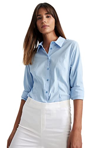 DeFacto Damen Y4651AZ Tunic Shirt, LT.Blue, M von DeFacto