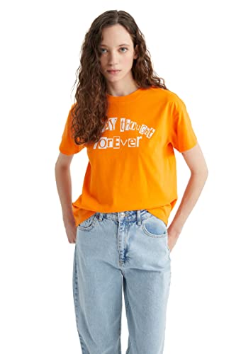 DeFacto Damen Z0604az T-Shirt, Orange, S EU von DeFacto