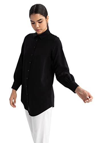 DeFacto Damen Z2038AZ Tunic Shirt, Black, 3XL von DeFacto