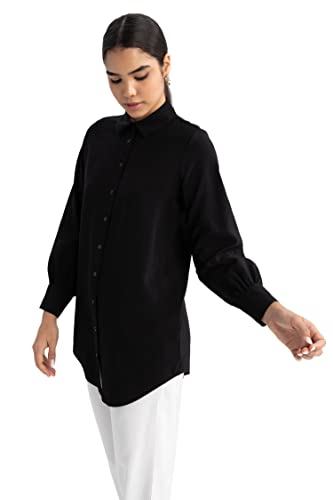 DeFacto Damen Z2038AZ Tunic Shirt, Black, M von DeFacto