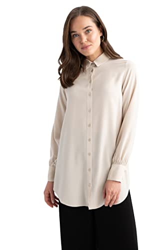 DeFacto Damen Z3538AZ Tunic Shirt, LT.BEIGE, L von DeFacto