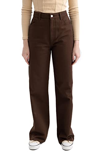 DeFacto Damen Z4004AZ Casual Pants, Brown, 32 von DeFacto