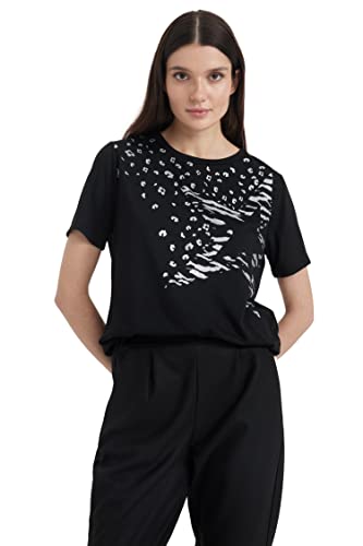 DeFacto Damen Z6449AZ T-Shirt, Black, S von DeFacto