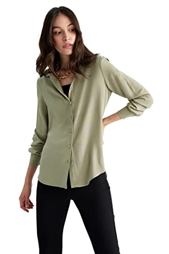 DeFacto Damen Z6472AZ Tunic Shirt, Khaki, L von DeFacto