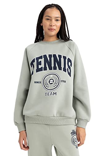 DeFacto Damen Z6699az Sweatshirt, Grün, L EU von DeFacto