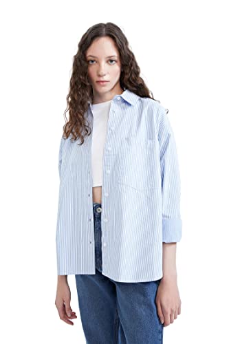 DeFacto Damen Z7345AZ Tunic Shirt, LT.Blue, M von DeFacto