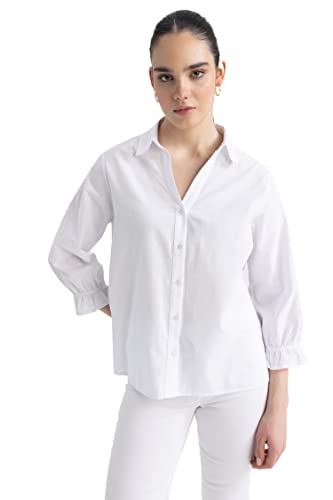 DeFacto Damen Z7608AZ Tunic Shirt, White, M von DeFacto