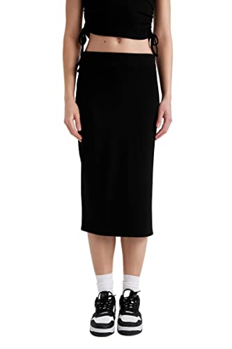 DeFacto Damen Z8396AZ Skirt, Black, L von DeFacto