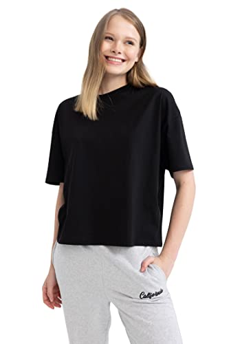 DeFacto Damen Z9455az T-Shirt, Schwarz, XS EU von DeFacto