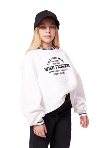 DeFacto Girl Regular Fit Langarm Gestricktes Kapuzen-Sweatshirt für Mädchen Oversize Fit von DeFacto