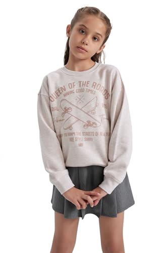 DeFacto Girl Regular Fit Langarm Gestricktes Kapuzen-Sweatshirt für Mädchen Regular Fit Crew Neck von DeFacto