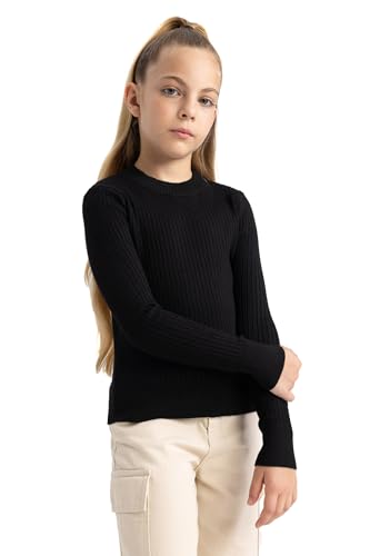 DeFacto Pullis für Mädchen - Pullover für Mädchen Vielseitige Mädchenbekleidung für jeden Anlass, Warm und Trendig Regular Fit Crew Neck von DeFacto