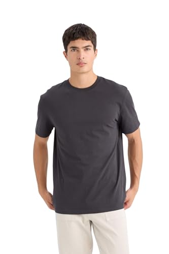 DeFacto Herren Basic T-Shirt - Klassisches T-Shirt für Männer Antracite L DeFacto Herren Basic T-Shirt - Klassisches T-Shirt für Männer Antracite L von DeFacto