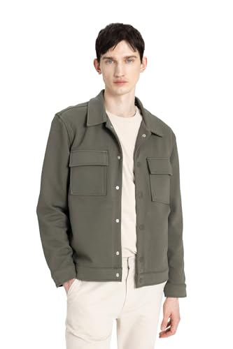 DeFacto Herren Hemdjacke - Stilvolle Herrenjacke mit Flanellmuster Regular Fit Polo Neck von DeFacto