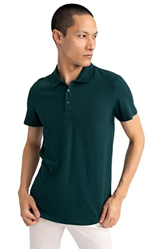 DeFacto Herren M6609AZ Polo Shirt, D.Green, M von DeFacto