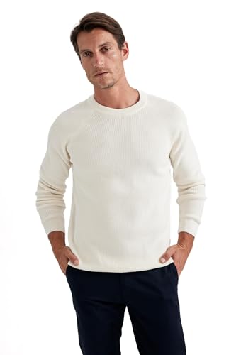 DeFacto Herren Pullover & Strickjacken - Vielseitige Pullover für Herren Standart Fit Crew Neck von DeFacto