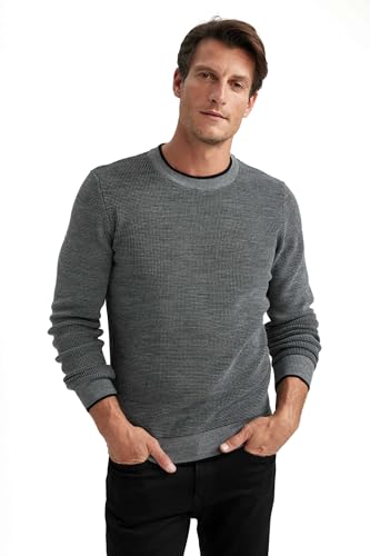 DeFacto Herren Pullover & Strickjacken - Vielseitige Pullover für Herren Standart Fit Crew Neck von DeFacto