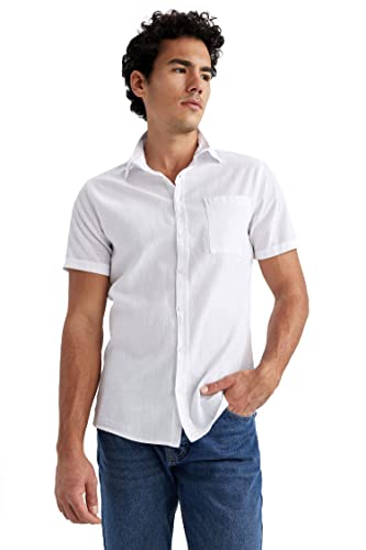 DeFacto Herren R1706AZ Shirt, White, XL von DeFacto