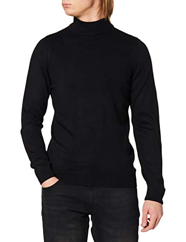 DeFacto Herren Strick Pullover Langarm Rundhalsausschnitt Sweater - Slim fit Pulli für Herren Oberteile (Black,S) von DeFacto