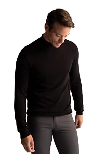 DeFacto Herren Strick Pullover Langarm Rundhalsausschnitt Sweater - Slim fit Pulli für Herren Oberteile Black,L von DeFacto