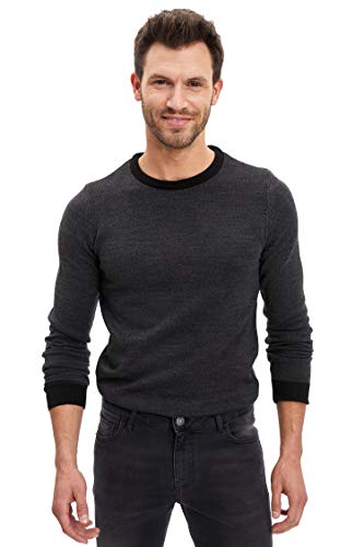DeFacto Herren Strick Pullover Langarm Rundhalsausschnitt Sweater - Slim fit Pulli für Herren Oberteile Black,S von DeFacto