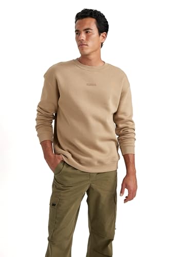 DeFacto Herren Sweatshirts - Bequeme Sweatshirt Herren Pullover Boxy Fit Crew Neck von DeFacto