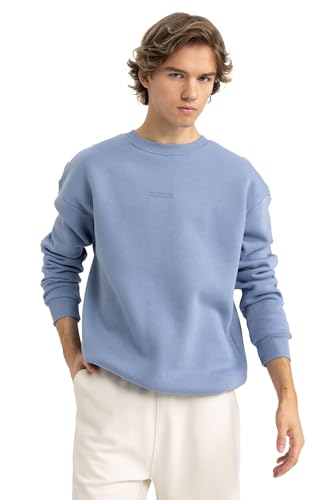 DeFacto Herren Sweatshirts - Bequeme Sweatshirt Herren Pullover Boxy Fit Crew Neck von DeFacto