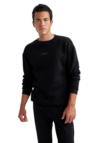 DeFacto Herren Sweatshirts - Bequeme Sweatshirt Herren Pullover Boxy Fit Crew Neck von DeFacto