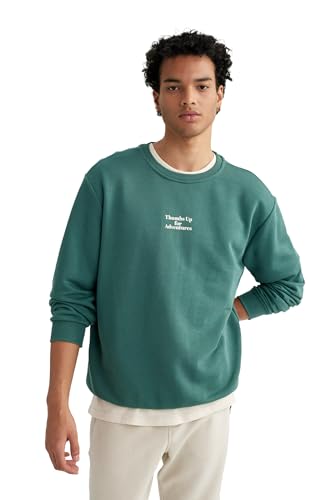 DeFacto Herren Sweatshirts - Bequeme Sweatshirt Herren Pullover Regular Fit Crew Neck von DeFacto