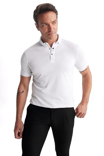 DeFacto Herren T5259AZ Polo Shirt, Off White, 3XL von DeFacto