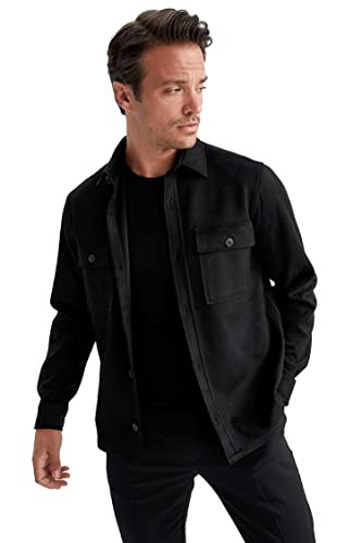 DeFacto Herren T6266AZ Tunic Shirt, Black, 3XL von DeFacto