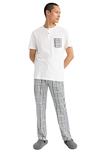 DeFacto Herren V3691az Pajama Set, Weiß, S EU von DeFacto